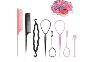 TAFACE 2 set di strumenti per intrecciare i capelli, con 500 piccoli anelli in gomma, strumento di serraggio dei capelli della coda, accessori per treccia, ferro arricciacapelli, adatti per donne ragazze