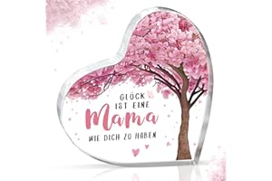 GLEEVARA Geschenke für Mama, Weihnachtsgeschenke für Mama, Einzigartige Herzförmige Acryl Heimdekoration, Geschenk Mama, Mama Geschenk von Tochter Sohn, Geburtstagsgeschenk für Mama