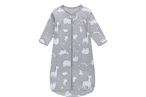 MIRACLE BABY Long Sleeves Baby Sleeping Bag 100% Cotton All Season Wearable Blanket Various Sizes 0-6 6-18 Months Sleeping Sack for Newborn Boys Girls Infant Toddlers Baby Item 6-18 Months (Giraffe)
