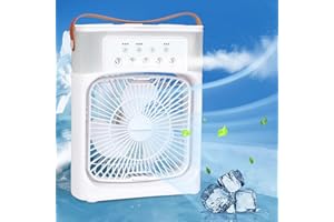 GREENFIELDS Portable Air Conditioner - Mini Air Cooler with 90° Oscillation, 3 Wind Speeds, 5 Spray Modes, Timer, 7-Color Night Light for Home, Office, Bedroom [Energy Class A+++]