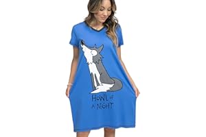 Lazy One VNS356 Women's Check Meowt! Green Sleep Shirt Nighty Short Sleeve Nightshirt