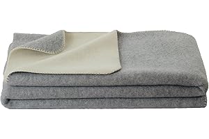 STEINBECK, Doubleface-Decke Ökolana aus 100% naturbelassener Schurwolle, 150 x 200 cm, 1800 Gramm (Hellgrau/Natur, 150 cm x 200 cm)