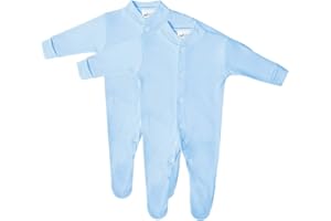 BABAN BABY Premature Baby Sleepsuits, Tiny Baby Romper, Preemie Baby Grow, 2 Pack For Boys and Girls, Made in Britain, Pure Cotton