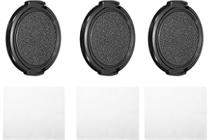 PATIKIL 49mm Lens Cap, 3 Pack Sides Pinch Snap Camera Lens Cover for Front Lens with Cloth, Suitable for 49mm Thread Universal DSLR Lenses for Nikon, for Fujifilm, for Pentax, for Leica
