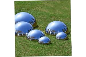 Obelunrp Boule à moitié regardée, balles polies Miroir 6 pcs, Boule de Regard en Acier Inoxydable Creux Lisse, Globes de Regard de Bricolage décoratifs réfléchissants pour décoration de Jardin