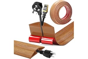 YushengTai Canaleta Cables Suelo Adhesivas, 5cm x 1M Pasacables Suelo, Cubre Cables Suelo de PVC para Suelos y Paredes para Hogares, Hotels, Oficinas y Almacenes (Veta de Madera A)