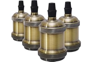 Sevenpers Portalámparas Vintage E27, 4 piezas Casquillos para Bombillas Adaptadores de Portalámparas Cerámica Edison retro lámpara, para Hogares Oficinas Bares Restaurantes （Bronce）