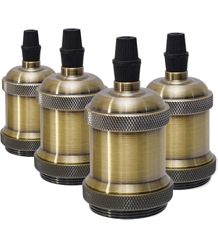 Portalampada Vintage E27 DiCUNO - Alluminio E Ceramica, Attacco Oro Champagne, Pack Da 6 - Foto 4