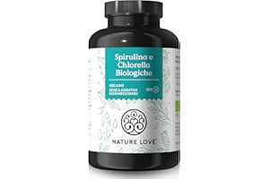 NATURE LOVE® Spirulina e Chlorella Biologiche - 3000mg spirulina e chlorella/dose giornaliera - 500 compresse - senza additivi, certificato biologico - alto dosaggio, testato in laboratorio, vegano