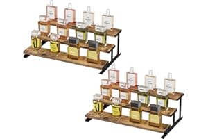 Lifewit 2er-Pack 3 Etagen Display Ständer mit Schwarzes Metallregal, 35 x 20 x 11 cm Stehende Aufsteller für Parfüm, Holzwerkstoff Parfüm Organizer für Schminktisch/Badezimmer, Tortenständer
