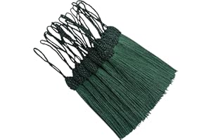 HETUYON Silky Bookmark Tassels DIY Craft: 20pcs Small Handmade Pendant for Projects Supply, Sewing, Key, Garlands Trim, Keychains, Bags, Earrings Jewellery Making and Home Furniture Decor (Dark Green)