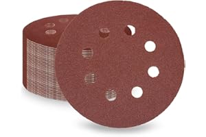 LESNIC 80 Grits 100pcs Sanding Discs, 125mm / 5 inch 8 Holes Quick Change Discs Hook & Loop Sandpaper Discs Polishing for Orbit Orbital Sanders and All Oscillating Tools