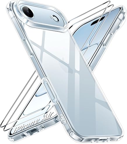 IPhone 17 Pro Hoesje Met Gehard Glas Screenprotector - 2 Stuks Transparant Glitter Shockproof Siliconen Cover