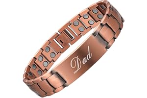 BioMag Pure Copper Braccelet for Men Double Row Magnetic Bracelet Adjustable Wristband with Link Removal Tool (Copper-Dad)