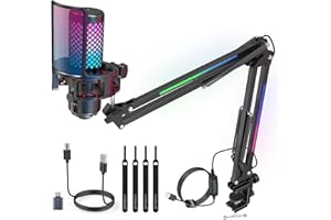 ZealSound microfono USB gaming RGB, microfono in metallo, microfono condensatore,cancellazione del rumore con guadagno,mute,supporto con braccio RGB per podcast Computer Microfono per MAC Telefono PC