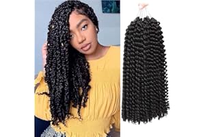 BLISSOURCE Passion Twists Hair 14 pouces 7 packs Passion Twist Crochet Hair Water Wave Passion Twists Tressage Extensions de Cheveux(35.56cm, 1B)