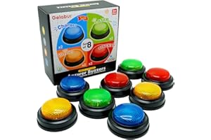Gelabur 8er-Pack Buzzer für Quizspiele, Antwort-Summer für Klassenzimmer, Familienfeud-Gefahren-Summer, Spiel-Summer mit Lichtern und Sound für Klassenzimmer, Spielshow-Summertasten