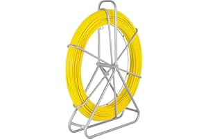 Happybuy Fiberglass Electric Cable Installation Tool 8MMX150M Duct Rodder Fiberglass Wire Cable 8MM 492Ft Fish Tape Fiberglass Wire Cable Rod Puller with Cage and Stand