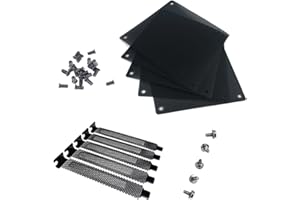 NINCHA 120 mm PC Fan Grills Computer Dust Proof Mesh, pack de 5, avec 5 couvercles de fente PCI pour le boîtier PC, vis nécessaires comprennent