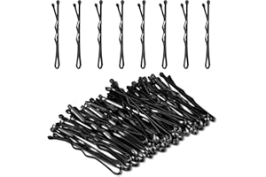 Amabro Lot de 50 mini épingles à cheveux ondulées en métal de 3,5 cm pour femmes, enfants, chignons, cheveux longs, raides et bouclés, tous types de cheveux (noir)