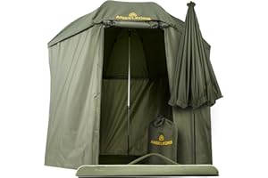 Angelkorb Angelschirm con pared lateral 2,50 m – Sombrilla para pesca y tienda de campaña, repelente al agua, protección contra mosquitos, inclinable a 45° – Carpa de pesca para camping y al aire