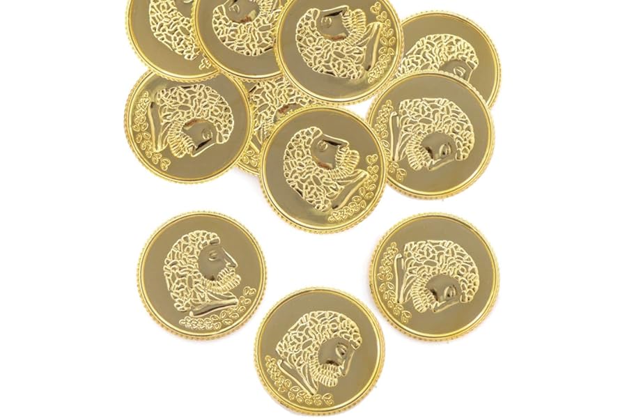 Baker Ross Treasure Coins (Pack of 50) Plastic Gold Coins for Treasure, Prizes and Gifting Perfect for a Pirate Party Theme