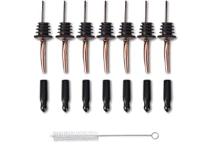 LEGERM Acciaio Inox Versatore Tappo Metal pour per Versare Vino,Olio,Liquore,Sciroppo,Aceto,Insalata – Rame – Pacco da 7 + 7