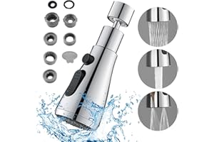 VIOLOTORIS Kitchen Tap Spray Head, G1/2 Faucet Adapter, with 3 Modes, Leakproof Replacement, Easy Installation, Tap Adapter Accessories