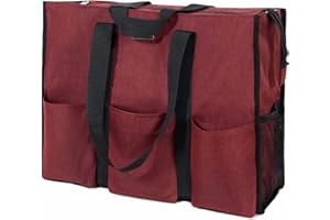 TOPDesign Praktische wasserdichte Tragetasche mit 13 Außen- und Innentaschen, Reißverschluss Oben und dickem Stützboden