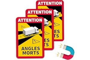 Jortmrd 3Pcs Magnéticas Attention Angles Morts Adhesivos 25 x 17 cm Señal ángulos Muertos Homologado Pegatina Cartel de Advertencia para Francia, con protección UV, para Camiones y Caravanas