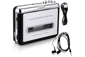 Hemobllo Usb Cassette to Mp3 Converter Portable Tape Converter for Transferring Vintage Audio Tapes to Digital Files Plug and Play Operation Software Cd Usb Cable Personal Player