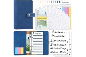‎MRSSBEA Budget Planner Deutsch, Budgetplaner mit Folien Deutsch, A6 Budget Binder Geldumschläge Umschlagmethode, Budgetplaner Geld Organizer, Geld Sparen Mappe, 10 pcs Bindertaschen, 12 pcs Budget Blätter