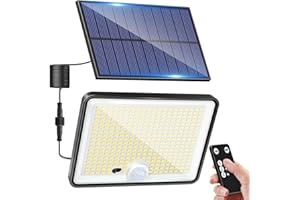 LOTMOS Solar Lights Outdoor, 342LED Remote Solar Security Lights Outdoor Motion Sensor, 3 Modes Garden Light Solar Powered Waterproof Pir Flood Lighting for Yard Shed Garage Outside,Cool White