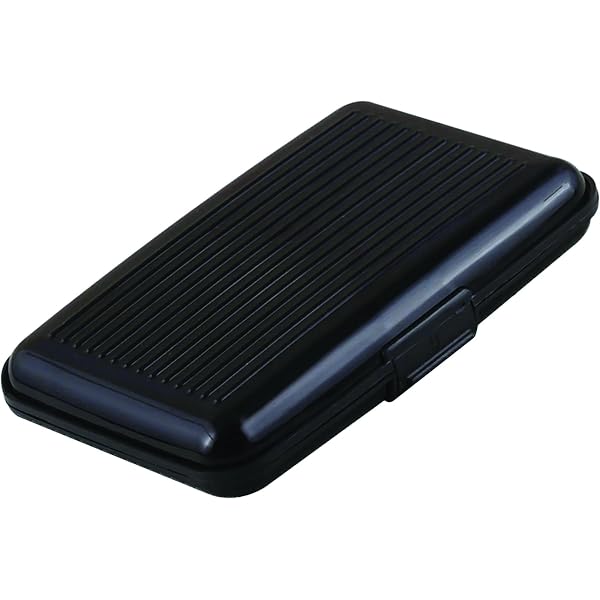 Porte Carte Visite Aluminium Noir Bleu - Étui RFID Protection Cartes Bancaires Et Identité 2 Pièces