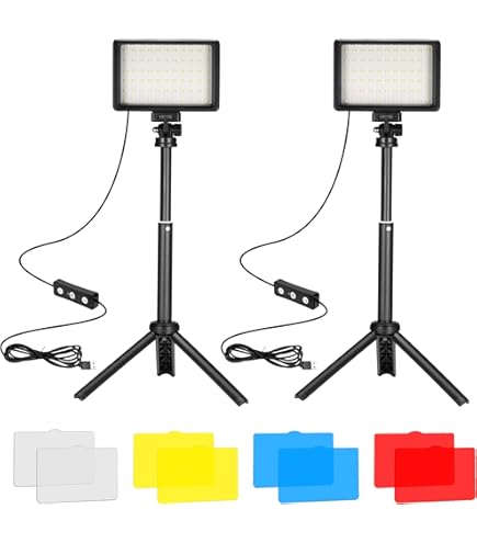 3 Paquets 70 LED Video Light avec Trépied Réglable/Filtres de Couleur, Obeamiu 5600k Kit D'éclairage de Studio USB pour Photo