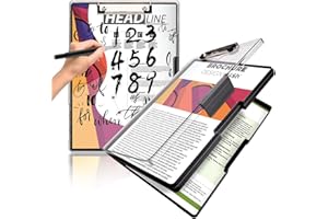 YIZEMAY Klemmbrett A4 mit Deckel, Klemmbretter Klemmbrettmappe Schreibmappe Mappe Registermappe, Tragbares Schreib-Klemmbrett mit Fach, Ideal für Schule/Industrie/Büro, Schwarz