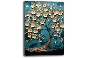 Printerland Quadro Moderno soggiorno Verticale ALBERO della VITA Azzurro Astratto Quadri moderni da Parete Stampa su tela Canvas Decorazione Murale muro Arredo Camera da letto Salone (10, 30x40 cm)