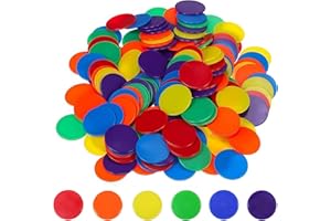 OIXEYA 100 Stück Pokerchips aus Kunststoff, Bingo-Chips, Wertmarken Chips, Autoscooter Chips, Spielchip für Zählchips für Kinder (25 mm, 6 Farben)