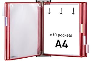 DJOIS Tarifold 414107 - Tarifold Wandsichttafel für Dokumente aus Metall, Drehzapfensichttafeln, Dokumentenpräsentation, 10 A4-Taschen Schwarz
