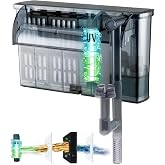 Tararium Backpack Filter/Hang-on-Back Filter 1000L/H for 150-400L Aquarium - with UV Light and Surface Vacuum Cleaner, Adjust