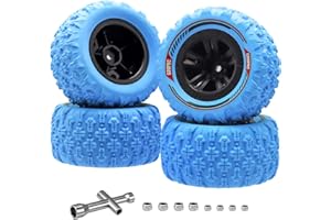 GOUP RC GOUPRC 12mm Hex RC Reifen Tires Set, 3.26 * 1.67 Inches 4PCS Sumpfkralle Schlamm Terrain Reifen Zubehör für 1/14 1/16 RC Car Crawler Buggy Truck Blau