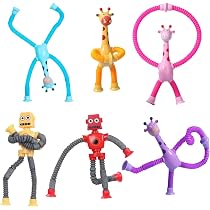 4 Saugnapf Spielzeug – Roboter & Teleskop-Giraffe Als Anti-Stress-Fidget Toys Für Kinder & Erwachsene