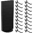 Rotating Display Stand Black Pegboard Display Rack 10.4'' W 23.6'' H Four Sided Peg Board Display Stands for Selling Vendor Craft Shows Pegboard Organizer Retail Counter Display with 54 Pcs 2'' Hooks