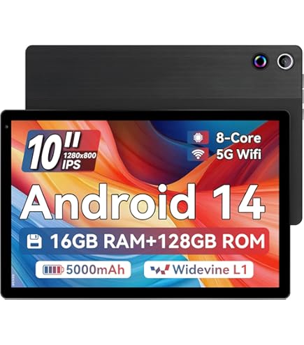 DOOGEE U10 Pro Tablet 10 Zoll, 20GB RAM 128GB ROM, Android 13 Tablet PC, IPS HD-Bildschirm, 5060mAh Akku, 8MP 5MP, Bluetooth 5.0/TÜV Eye Protection/WiFi 6/Widevine L1/OTG, grau