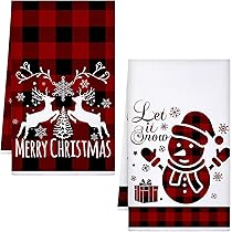 YOGAN Lot De 2 Torchons De Noël - 100 % Coton - Super Doux