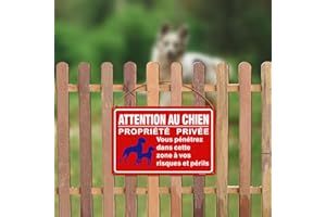 Goodvia Panneau Attention aux Chiens Propriété Privée 30x20cm Aluminium Réfléchissant Imperméable à l'eau Utilisation Intérieure et Extérieure