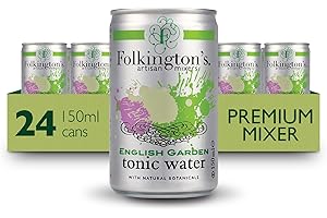 Folkington's Tonic Water, English Garden, 24 Cans, Mix with Gin Botanicals, Artisan Botanical Mixer, Fridge Pack 3 x 8 x 150ml (24 Cans Total)