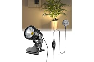 TobeBright Plug in Spot Light Clip On with On/Off Switch IP65 Water Resistant Plant Uplighters Indoor and Outdoor 7W LED Clamp Spotlight Mains Powered, Warm White 3000K, 1.78m Cord