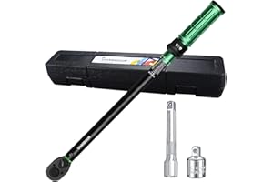 Uharbour Torque Wrench 1/2 Drive, Car Torque Wrench Set 20-230 Nm, ±3% Accuracy, Dual-Direction Click Type- Includes 1/2" to 3/8" Adapter & Extension Bar for Car, Bike, Truck Maintenance