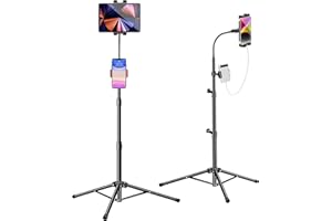 Sxuan Soporte Tablet Tripode, Cuello de Cisne Trípode para iPad, Altura Ajustable Atril Tablet para iPad Pro 12.9/11, iPad Air, iPad Mini, Samsung Galaxy Tab, Surface Pro y Más Tabletas de 4" a 13"